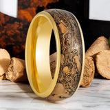 CORKSHINE | Gold Tungsten Ring, Cork and Gold Glitter Inlay, Domed