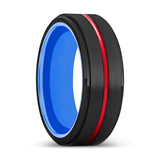 ERNI | Blue Ring, Black Tungsten Ring, Red Groove, Stepped Edge