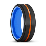 KILLEEN | Blue Ring, Black Tungsten Ring, Orange Groove, Stepped Edge