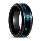 LUMINARIA | Black Tungsten Ring, Abalone Fragments Inlay, Beveled