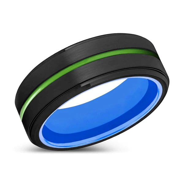 METAIRIE | Blue Ring, Black Tungsten Rings