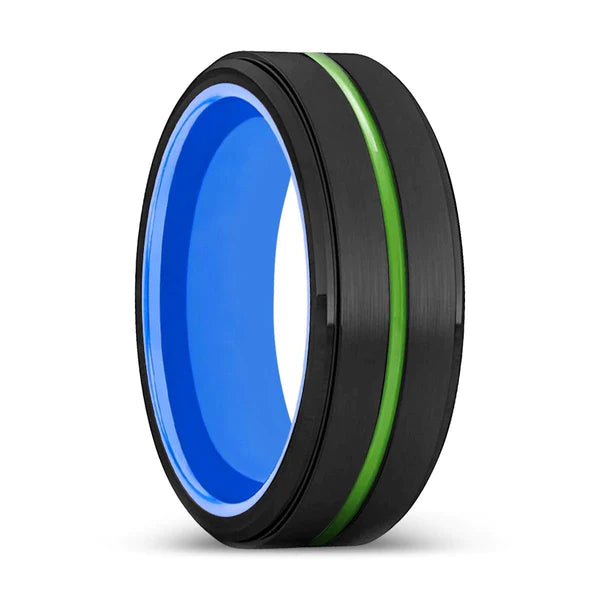 METAIRIE | Blue Ring, Black Tungsten Ring