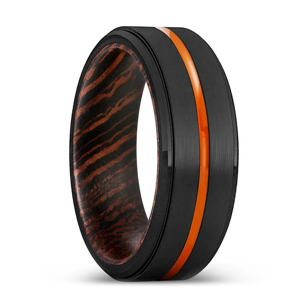 SASKATOON | Wenge Wood, Black Tungsten Ring