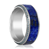 HYDRA | Titanium Ring, Blue Lapis Lazuli Inlay with Blue Diamonds