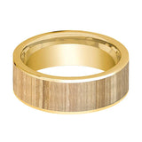 Ash Wood Inlaid Men's 14k Yellow Gold Wedding Bands