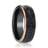 ASTRO | Black Titanium Ring, Black Sapphire Stones/Rose Gold Edges