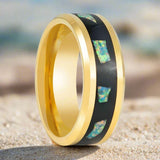 AURAFLECT | Yellow Tungsten Ring, Abalone Fragments Inlay