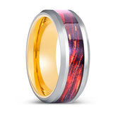 AURORIX | Gold Ring, Silver Tungsten Ring, Galaxy Wood Inlay, Beveled Edge