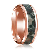 Beveled 14K Rose Gold Men's Wedding Band