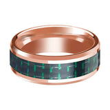 Black & Green Carbon Fiber Inlaid Men's 14k Rose Gold Bands