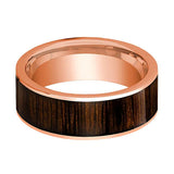 Wood Inlay Men's 14k Rose Gold Wedding Bands