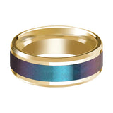 Blue/Purple Color Changing Inlaid Men's Wedding Bands