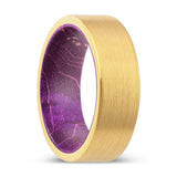 BRYXTON | Purple Wood, Gold Tungsten Ring, Brushed, Flat