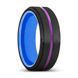 CANBERRA | Blue Ring, Black Tungsten Ring, Purple Groove, Stepped Edge