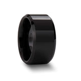 CITAR | Black Ceramic Ring, Brushed, Beveled, 10mm, 12mm