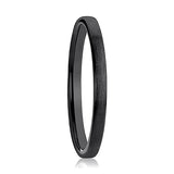 DAISY | Women's Black Ceramic Ring, Brushed Domed