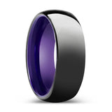 DAUER | Purple Ring, Black Tungsten Ring, Shiny, Domed