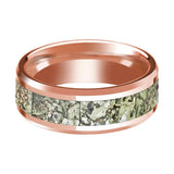 14K Rose Gold Green Dinosaur Bone Inlay