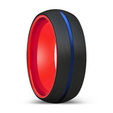 ELIANO | Red Ring, Black Tungsten Ring, Blue Groove, Domed