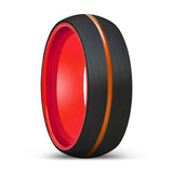 ENFORCER | Red Ring, Black Tungsten Ring, Orange Groove, Domed