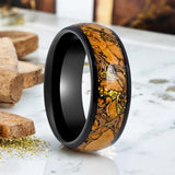 ERMIS | Black Tungsten Ring, Cork and Gold Glitter Inlay, Domed