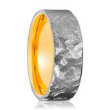 FINCH | Gold Ring, Silver Titanium Ring, Hammered, Flat