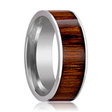 KALANI | Silver Tungsten Ring, Rare Koa Wood Inlay, Flat