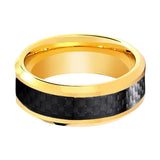 Yellow Gold High Polished Tungsten Ring