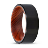 HAMMERS | IRON Wood, Black Tungsten Ring, Shiny, Flat