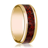 ISLA | 14k Yellow Gold Ring Red Dinosaur Bone Inlay