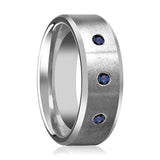 JOSIAH | Satin Tungsten Ring 3 Blue Sapphires