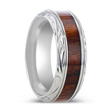 KRAFT | Titanium Ring, Black Walnut Wood Inlay, Beveled Edges