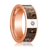 Brown Dinosaur Bone Inlay 14k Rose Gold Bands