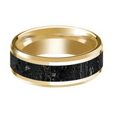 Lava Inlaid Men's 14k Yellow Gold Polished Wedding Band