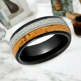 LYRIC | Black Tungsten, Cork & Meteorite Inlay, Guitar String, Domed