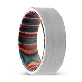 MAHONEY | Multi Color Wood, White Tungsten Ring, Brushed, Flat