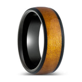 MARCO | Black Tungsten Ring, Hue Solidified Wood, Domed