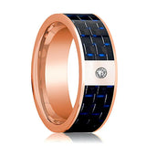 Men's 14k Rose Gold & Diamond Flat Wedding Ring