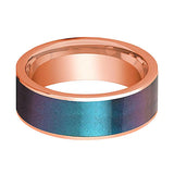 Men's 14k Rose Gold Wedding Band with Blue/Purple Color Changing Inlay