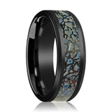 PERMIAN | Black Ceramic Ring Blue Dinosaur Bone Inlay