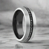 PILOT | Gunmetal Tungsten Ring, Black Sapphires, Domed