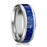 OSIAS | Tungsten Ring, Blue Lapis Inlay, Beveled