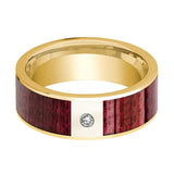 Purpleheart Wood Inlaid Men's 14k Gold Wedding Band