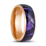 PURPLENA | Rose Gold Tungsten Ring, Purple Cowrie Inlay