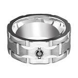 Tungsten Ring Grooves and Black Diamond Setting