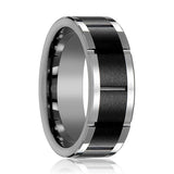 ROCHESTER | Tungsten Ring Horizontal Grooved Black