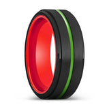 ROCKFORD | Red Ring, Black Tungsten Ring, Green Groove, Stepped Edge