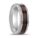 ROSENTRA | Titanium Ring, Rosewood Inlay, Beveled Edges