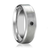 RUDRA | Silver Tungsten Ring with Black Diamond