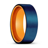 RYSER | Orange Ring, Blue Tungsten Ring, Brushed, Flat